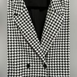 Marled Womens Houndstooth Black White Button Pockets Body Longline Blazer Medium Photo 2