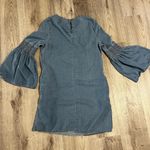 Beach Lunch Lounge Women's Denim Shift Dress Bell Ruffle Sleeve Photo 2