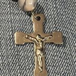 None Blue Chalcedony Stone Miraculous Medal Rosary 3D Crucifix Catholic Silver Bead Photo 6