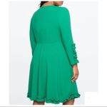 Eloquii  ruffle trim green dress fit flare long sleeve sz 20 Photo 1