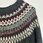 J. JIll Fair Isle Grey Nordic Long Sleeve Knit Midi Sweater Dress Size Small Gray Photo 7