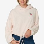 Polly & Esther NWT! Pink Juniors' Drawstring Hem Faux Sherpa Hoodie w Cherries L Photo 0