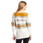 Halston Heritage  Wool Cashmere Sweater M Silk Contrast Striped Crewneck Casual Photo 2