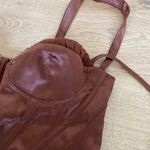 Boohoo Satin Boned Corset Top in Brown Photo 4