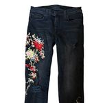 ZARA Hudson Women Jeans Embroidered Floral Black Distressed Size 27 Photo 1