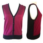 Vtg 90s Casual Corner Sleeveless Colorblock Grandma Button Up Sweater Knit Vest Photo 1