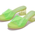Cape Robbin NEW  ANJELIC HEELED SANDAL - GREEN CLEAR HEEL Photo 5
