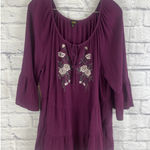 Lee  Plus Friendly Floral Embroidered Boho Peasant Blouse 3/4 Sleeves  Size 1X Photo 0