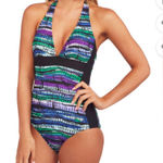 Your Best‎ Look Size 14 NWT Geometric Print Multicolor Tummy Control Swim… Photo 0