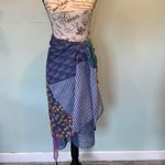 Multicolor Pink Blue Green Patterned Shawl Scarf Lightweight Wrap with Tassels Photo 2