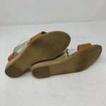 Andre Assous Tan Leather Metallic Gold Wedge Espadrille Sandal Strappy Size 37 Photo 5