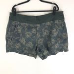 Athleta Trekkie North Printed Shorts Zip Pockets Floral Olive Green Black 20 Photo 2