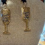 Gold Glitter 'Happy New Year' Earrings Photo 1