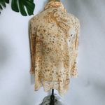 Notations  Damask Sheer Button Blouse Top Photo 4