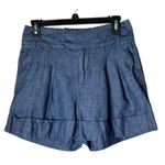 Marc Jacobs  Shorts Women 0 Blue Linen Blend Pleated Front Cuffed‎ Outdoor Preppy Photo 0