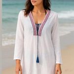 Artisan NY NWT Women's Beach Cover-Up Dress Size XS White Lace-Up Photo 0
