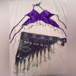 Purple and Silver Embroidered Butterfly Top and Skirt Set Photo 3