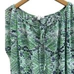 CAbi Size Small Darby Green Snakeskin Patterned Tie Front Sheer Blouse Photo 1