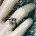 10K W/Gold Quartz Teardrop Halo Ring Gold Photo 13