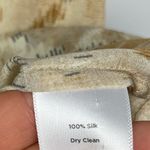 Talbots Tan Abstract Print Sleeveless Satin 100% Silk Ruffle Neckline Blouse Photo 3