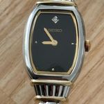 Seiko Diamond Vintage Ladies Watch Black Dial Diamond Marker Stainless Bracelet Photo 0
