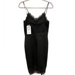 ZARA  W&B COLLECTION BLACK LACEY VNECK BODYCON SPAGHETTI STRAP DRESS M Photo 1