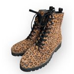 Donald Pliner Boots Size 9.5 Suede Leather Animal Print Classic Hiker Design Tan Photo 0