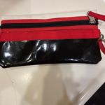 RED AND BLACK AND WHITE CLUTCH/WRISTLET SILVER HARDWARE BLACK PATENT LEATHER Photo 7