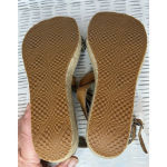 Eddie Bauer  W. Kara Canvas‎ Wedge Sandal Brown Leather Straps Size 9 Photo 9