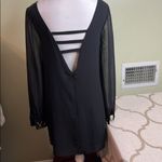 SYLK Black long sheer sleeve 3 straps open back mini dress Photo 1