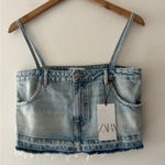 ZARA NEW!  Denim Skirt Effect Crop Top Photo 1