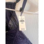 Aerie Eyelash Lace Paisley Plunge Dark Blue Bra Size 36D Adjustable Strap NWT Photo 2
