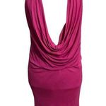Bebe  Deep Plunge Bodycon Hot Pink Halter Low Cut Dress Size Medium Photo 0
