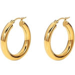 Boutique NEW Large Women’s 18k Gold Filled‎ 22mm Tubular Chunky Hoop Earrings Photo 1