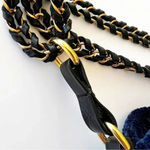 Kooreloo Rich Blue Velour Mini Bag Black Leather Trim Chain Strap Luxury Purse Blue Photo 11