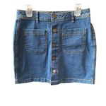 a.n.a  women's 28 (6) blue denim midi button up casual jean skirt Photo 4