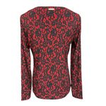 Michael Kors Lace Print Long Sleeve Twist Front Cutout Top Crimson Red Sz M‎ NEW Size M Photo 4
