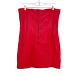 Edikted ‎ May Strapless Faux Leather Mini Dress Women's XL Red Bodycon Party Y2K Photo 8