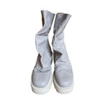 Free People Emma Ruche leather Boots grey white chunky sole Sz 39.5 Photo 3