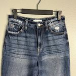 KanCan Mom Fit High Rise Straight Leg Jeans Sz 24 Medium Wash Raw Hem Crop Ankle Blue Photo 2