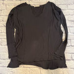 Free People charcoal Grey gray Waffle Knit Long Sleeve Thermal M Photo 0