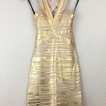 Bebe NWT Gold Foiled Bandage Dress XS Photo 4
