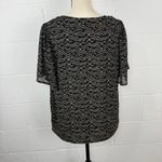 Nordstrom Rack Women's Black & Tan Broken Diamonds V-Neck Flutter Sleeve Blouse Photo 5