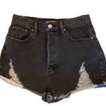 PacSun Ultra High Rise Denim Shorts Ripped Jeans Black 27 Punk Photo 0