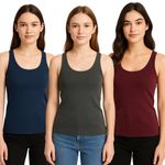 Old Navy  Ribbed Tank Top 3-Pack – Size L (Blue, Gray, Burgundy) Photo 1