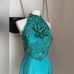 Vintage Alyce Designs Turquoise Beaded Evening Formal Gown, Size 14 Green Photo 2