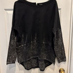 Rebecca Elliot Black Tie Dye Sweatshirt High Low Tunic Cotton Lagenlook‎ Large Photo 0