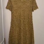 Jessica Howard Vintage Gold Metallic Short Sleeve Midi Formal Cocktail Dress Photo 7