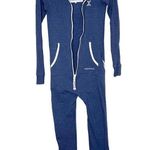 Onepiece Onesie Zipper Hooded Jumpsuit Women's Blue Size XS Photo 2