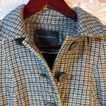 Banana Republic Plaid Wool Blend Peplum Coat Jacket | Blue Tan | Size 2 Photo 6